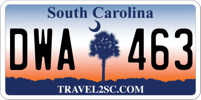 SC license plate DWA463