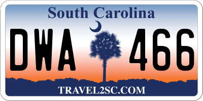 SC license plate DWA466