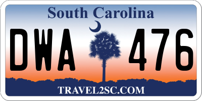 SC license plate DWA476