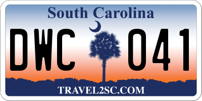 SC license plate DWC041