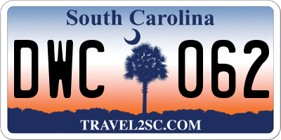 SC license plate DWC062