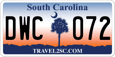 SC license plate DWC072