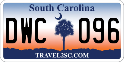 SC license plate DWC096