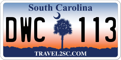 SC license plate DWC113