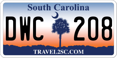 SC license plate DWC208