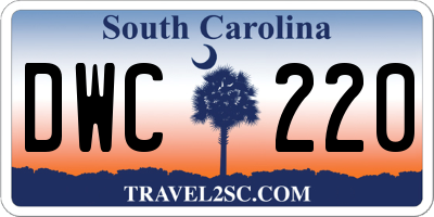 SC license plate DWC220