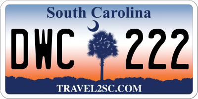 SC license plate DWC222