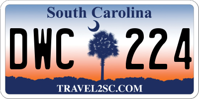 SC license plate DWC224