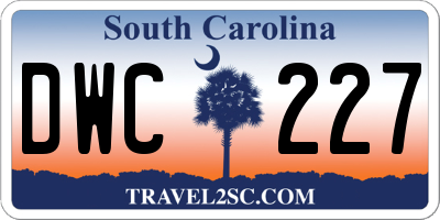 SC license plate DWC227