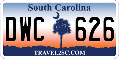SC license plate DWC626