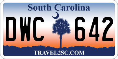 SC license plate DWC642