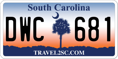 SC license plate DWC681