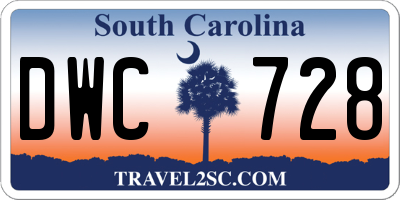 SC license plate DWC728