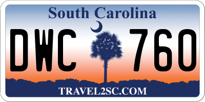 SC license plate DWC760