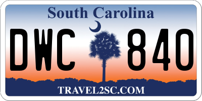 SC license plate DWC840
