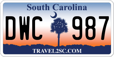 SC license plate DWC987