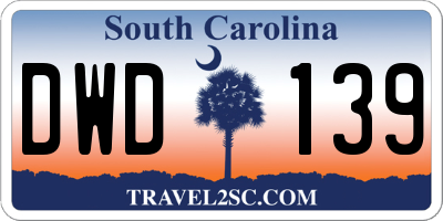 SC license plate DWD139