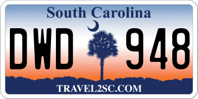 SC license plate DWD948