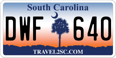 SC license plate DWF640