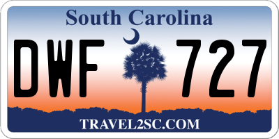 SC license plate DWF727