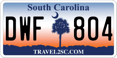 SC license plate DWF804