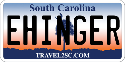 SC license plate EHINGER