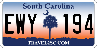 SC license plate EWY194