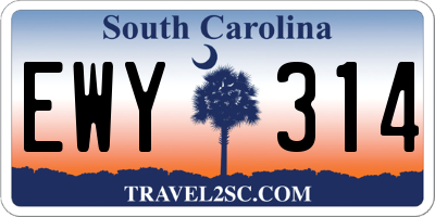 SC license plate EWY314