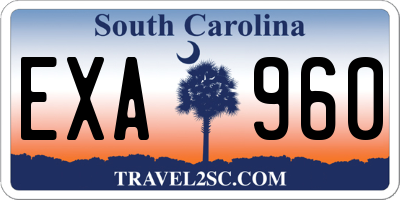 SC license plate EXA960