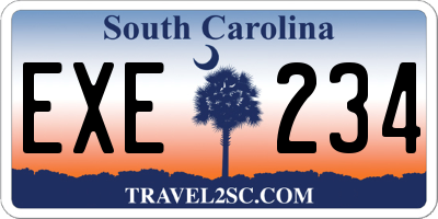 SC license plate EXE234