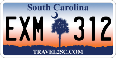 SC license plate EXM312