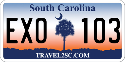 SC license plate EXO103