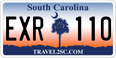 SC license plate EXR110