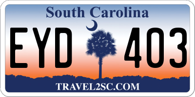 SC license plate EYD403