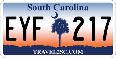 SC license plate EYF217