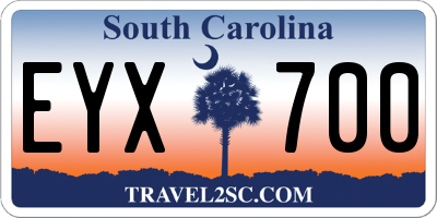 SC license plate EYX700