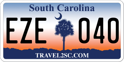 SC license plate EZE040