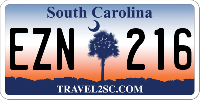 SC license plate EZN216