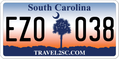 SC license plate EZO038