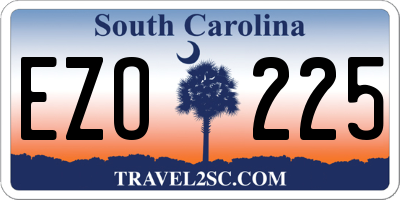 SC license plate EZO225