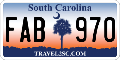 SC license plate FAB970