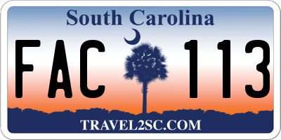 SC license plate FAC113