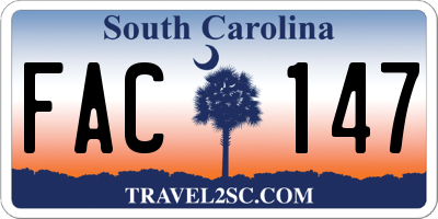 SC license plate FAC147