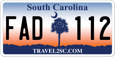 SC license plate FAD112