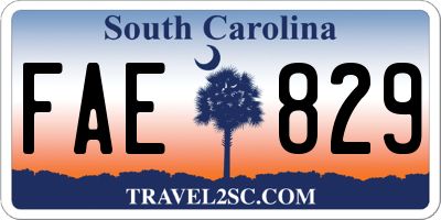 SC license plate FAE829