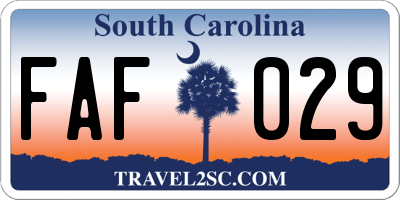 SC license plate FAF029