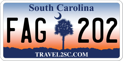 SC license plate FAG202