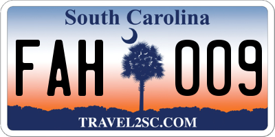 SC license plate FAH009