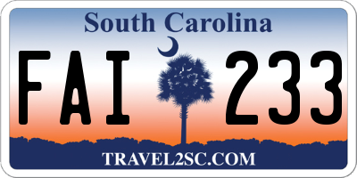 SC license plate FAI233