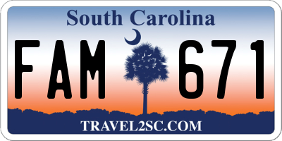 SC license plate FAM671